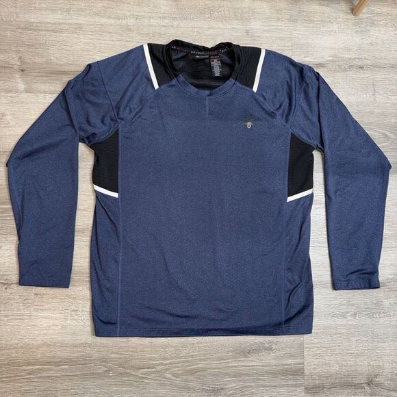 Spyder Active Shirt Mens Medium Blue Pro‎ Web Long Sleeve Base Layer Running Gym - Picture 1 of 5